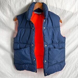 Vintage 70s Sundance Products Reversible Puffer Vest Utah Blue Blaze Orange Vest